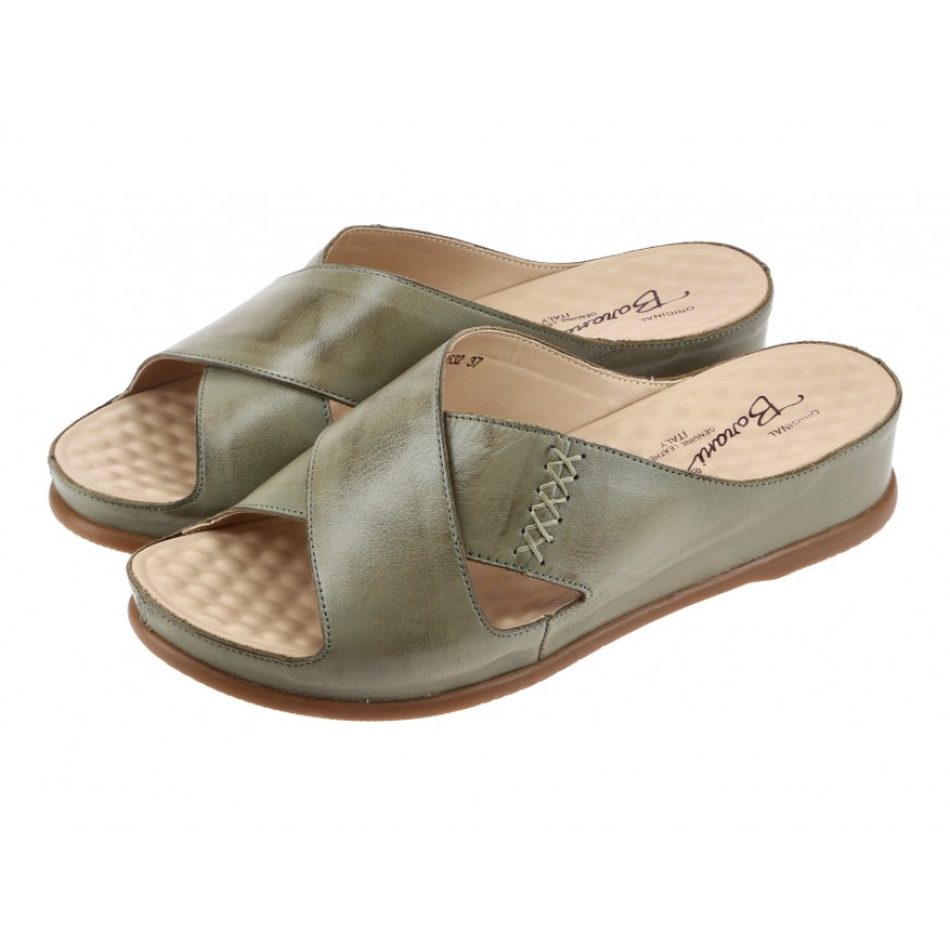 3632 Barani Leather Sandals (Cross-Strap, Slip-On)