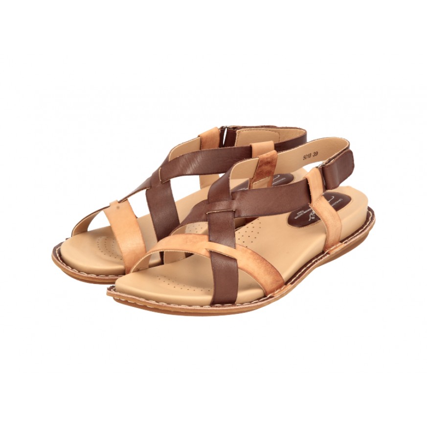 5018 Barani Leather Sandals (Cross Strap)