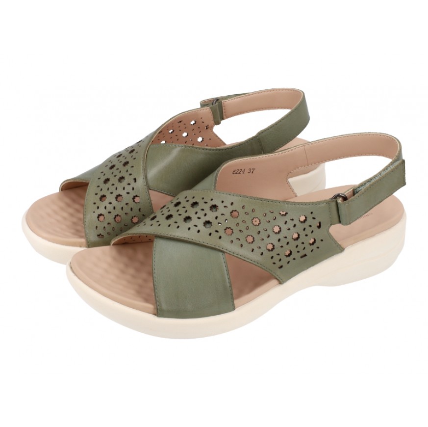 6224 Barani Comfort Leather Sandals (Cross Strap)