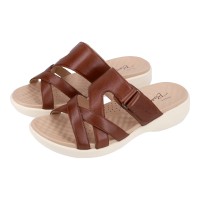 6226 Barani Comfort Leather Slippers (Cross Strap)
