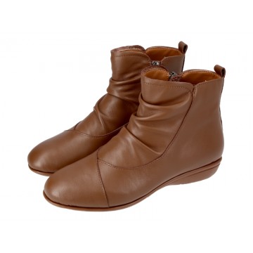 8965-100 Barani Leather Ankle Boots/Booties (Side Zip, Wrinkled Vamp)